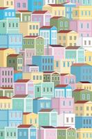 Vertical background with many colorful houses, flat vector, residential area, real estate vector