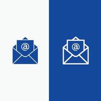 correo electrónico línea abierta y glifo icono sólido bandera azul línea y glifo icono sólido bandera azul vector