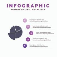 análisis gráfico gráfico circular icono sólido infografía 5 pasos presentación antecedentes vector