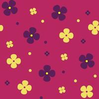 Vector seamless floral pattern with dots and flowers different sizes.