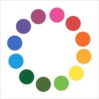 Twelve part RGB color wheel, composed of circles. vector