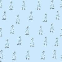 Swan bird contour seamless pattern. Vector line art, outline.