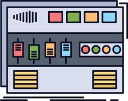 Audio mastering module rackmount sound Flat Color Icon Vector