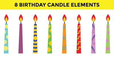 cute candle birthday element collection vector