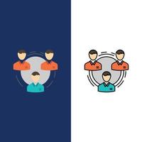 Team Business Communication Hierarchy People Social Structure  Icons Flat and Line Filled Icon Set V vector