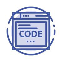 navegador internet código codificación línea punteada azul icono de línea vector