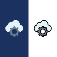 Cloud CloudComputing CloudSettings  Icons Flat and Line Filled Icon Set Vector Blue Background