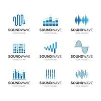 conjunto de logotipos de elementos de ondas de sonido vector