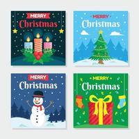 Set Of Merry Christmas Card Social Media Post vector