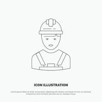 Worker Industry Avatar Engineer Supervisor Line Icon Vector