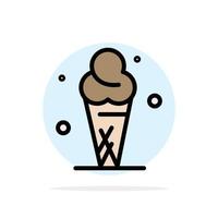 Ice Cream Cream Ice Cone Abstract Circle Background Flat color Icon vector