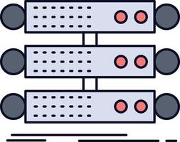 server structure rack database data Flat Color Icon Vector