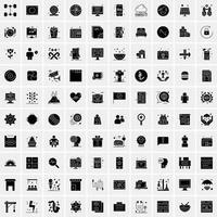 Set of 100 Universal Solid Icons vector