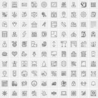 paquete de 100 iconos de líneas universales para móviles y web vector