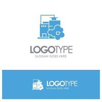 Factory Industry Landscape Pollution Blue Solid Logo with place for tagline vector