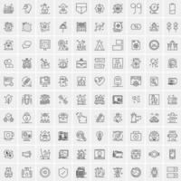 paquete de 100 iconos de líneas universales para móviles y web vector