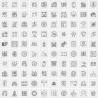 paquete de 100 iconos de líneas universales para móviles y web vector