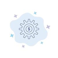 Gear Setting Money Success Blue Icon on Abstract Cloud Background vector