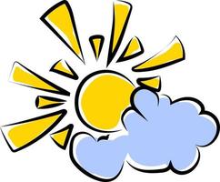 Sub behind clouds, illustration, vector on white background