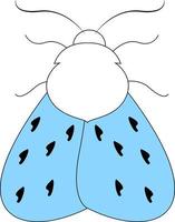 Moth with blue wings, illustration, vector on white background.