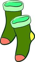 Green socks, illustration, vector on white background.