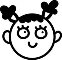 Little girl with pigtails, icon illustration, vector on white background