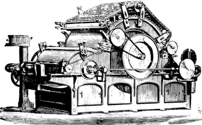 Flat Carding Machine, vintage illustration.