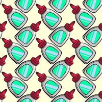 Glue in bottle, seamless pattern on bright background. vector