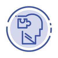 Human Logical Mind Puzzle Solution Blue Dotted Line Line Icon vector