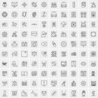 Pack of 100 Universal Line Icons for Mobile and Web vector