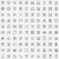 paquete de 100 iconos de líneas universales para móviles y web vector