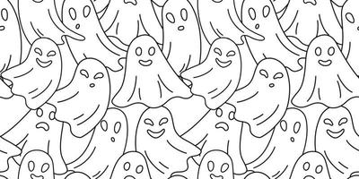 patrón sin costuras con fantasmas divertidos para halloween. ilustración vectorial de miedo. decoración festiva lindo espíritu de halloween vector