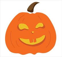 Scary pumpkin for Halloween. Pumpkin lantern, Halloween symbol. Design template on a light background. Vector drawing. Happy Halloween.