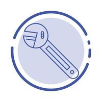 Wrench Option Tool Spanner Tool Blue Dotted Line Line Icon vector