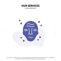 Our Services Alien Galaxy Science Space Ufo Solid Glyph Icon Web card Template vector
