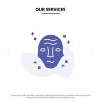 Our Services Alien Galaxy Science Space Ufo Solid Glyph Icon Web card Template vector