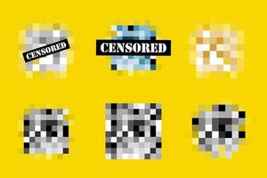 Set of Pixel censored signs. Black censor bar concept. Censorship rectangle. vector