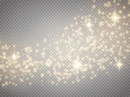 Golden bokeh lights with glowing particles isolated. vector