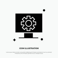 Computer Hardware Setting Gear solid Glyph Icon vector