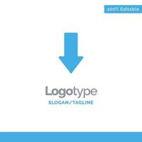 flecha flechas hacia abajo descargar plantilla de logotipo sólido azul lugar para el eslogan vector