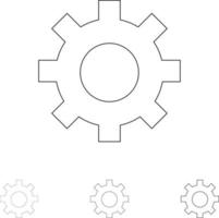 Cog Setting Gear Bold and thin black line icon set vector