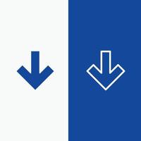 Arrow Down Back Line and Glyph Solid icon Blue banner Line and Glyph Solid icon Blue banner vector