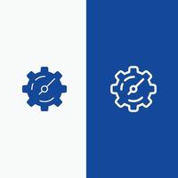 Gear Setting Timer Line and Glyph Solid icon Blue banner Line and Glyph Solid icon Blue banner vector