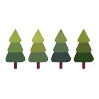 Illustration of Christmas trees. A set of icons of isolated vector illustrations. New Years and xmas traditional symbol tree. Merry Christmas and Happy New Year.