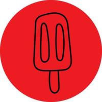 Strawberry ice cream on a stick, icon illustration, vector on white background