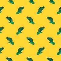 Sea turtles,seamless pattern on yellow background. vector