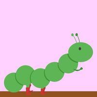 Green caterpillar, illustration, vector on white background.