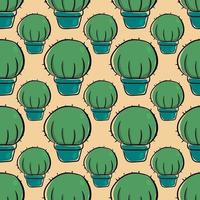 Rounded cactus in pot pattern , illustration, vector on white background