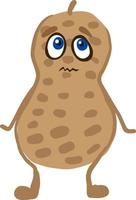 Scared peanut, illustration, vector on white background.