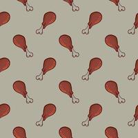 Chicken drums,seamless pattern on grey background. vector